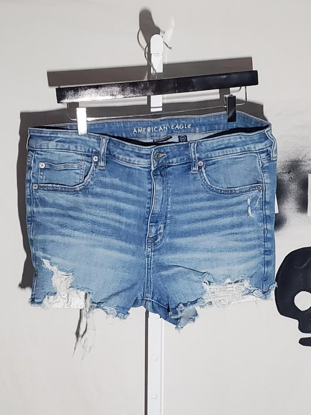 American Eagle High-Rise Shortie Festival Denim Shorts Sz 16